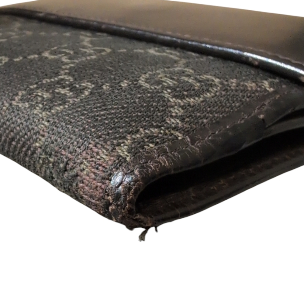 Gucci Black Brown Leather and Canvas Wallet Preloved Credit Card Men Women - Picture 5 of 15